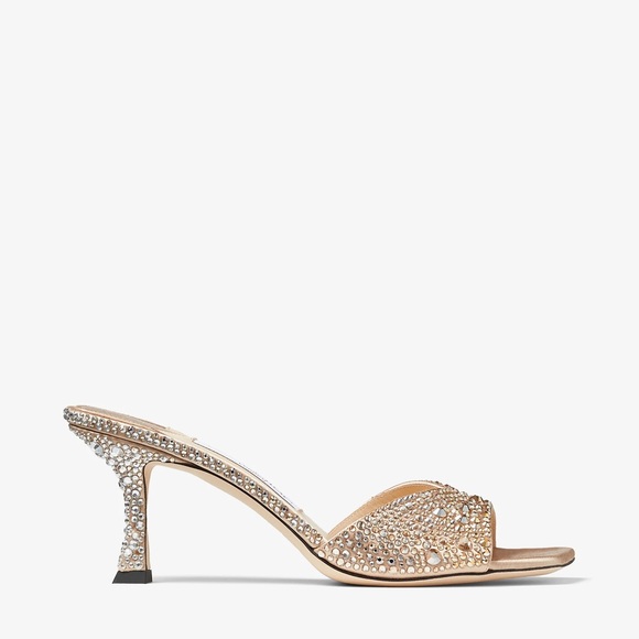 New Jimmy Choo Skye 70 Gold Satin Crystal Sandals $1,950 - Picture 3 of 14